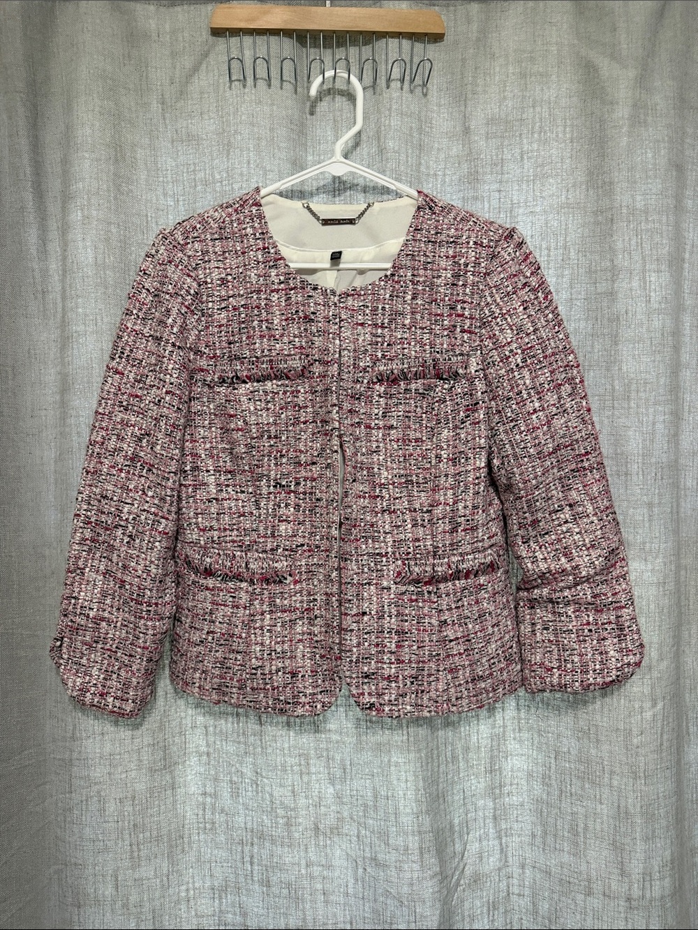 White House Black Market Collarless Tweed Jacket - Picture 2 of 9